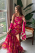 Radiant Rani Chiffon Sharara Set – Elegant Handwork & Floral Detailing