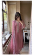 Elegant Pink Georgette Kurti Set with Moti Handwork & Dupatta