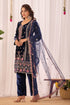 Designer Velvet Sequence Embroidery Work Suit Set with Pant and Dupatta
