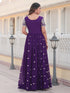 Violet Coding Sequins Embroidered Faux Blooming Gown