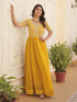 Yellow Faux Blooming With Embroidery Zari Sequins Gown