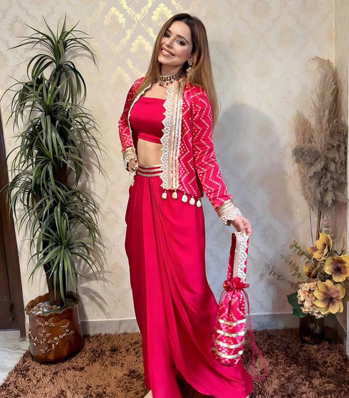 Side profile of the jacket showcasing intricate gold embroidery