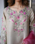 Close-up of embroidery work on Farshi Salwar Suit fabric