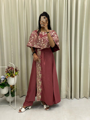 Model wearing the Western-style gown, illustrating fit and flow of the garment.