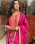 Reshimi pink Readymade Suit With Schiffli Neck Hand Work
