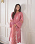 Hibiscus Thread Embroidered Silk Fabric Top And Pant With Silver Chiffon Dupatta