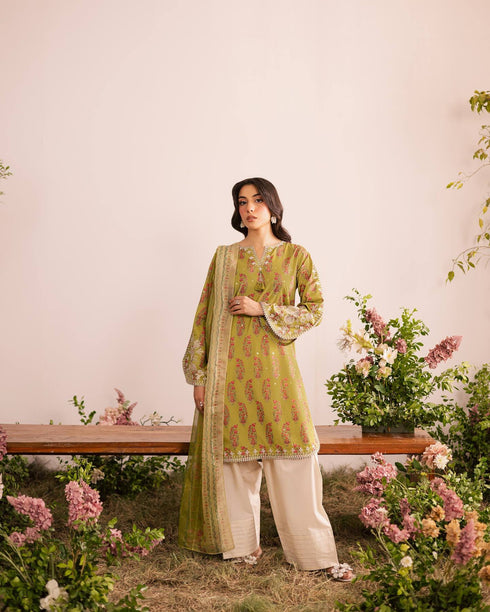 Spring Blossom Elegance Printed Farsi Salwar Suit