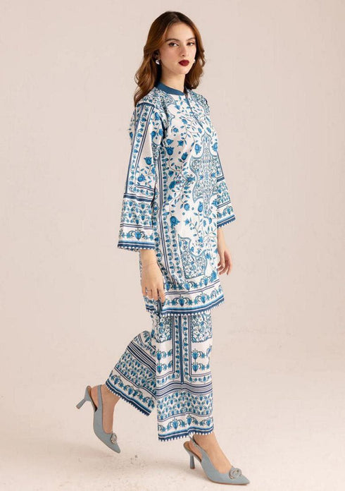 Blue & White Printed Co-Ord Set