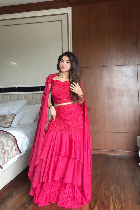 Wrapped in Regal Pink A Modern Take on Traditional Elegance Skirt-Set