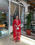 "Festive Flair In Handcrafted Red Sharara Suit With Dupatta "