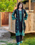 "Elegant Midnight Black Kurta Set With Aqua Ethnic Ensemble"