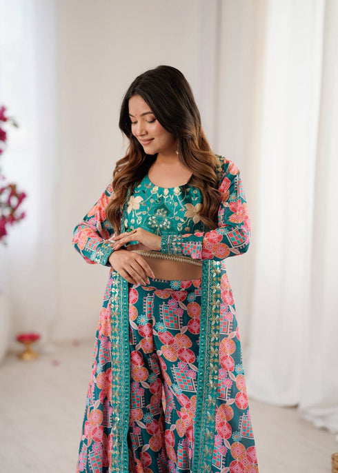 “Tropical Muse Printed Palazzo & Crop Set”