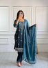 "Teal Grace Embroidered Party Wear Top, Pant With Fancy Duppata"