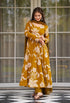 Mustard Floral Printed Anarkali Suit with Dupatta