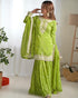 Embroidered Lime Green Sharara Suit Set with Dupatta