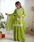 Embroidered Lime Green Sharara Suit Set with Dupatta