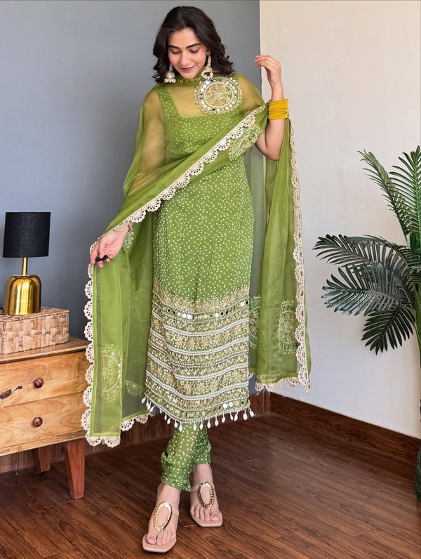 Handcrafted Ethnic Mirror-Work Ensemble Suit