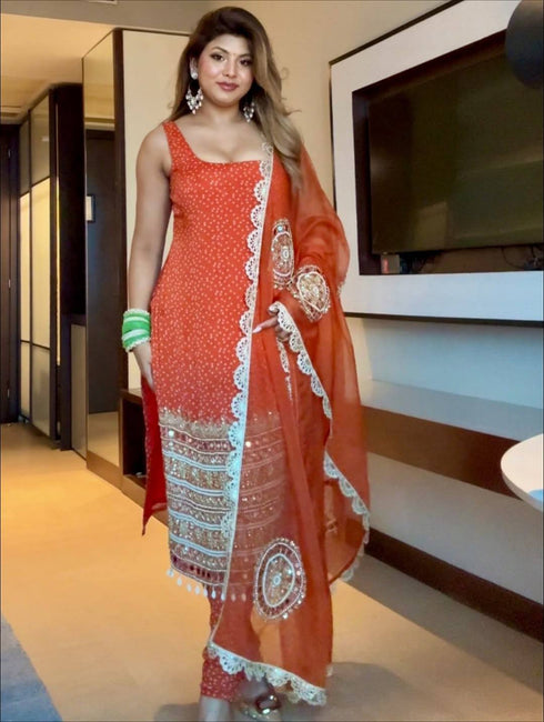 Handcrafted Ethnic Mirror-Work Ensemble Suit