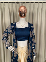 Designer 3 Piece Koti Blouse Skirt Set with Cording Sequin Embroidery | Party & Wedding Wear