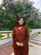 Premium Thread Work Faux Georgette Ethnic Wear Kurta Palazzo Set