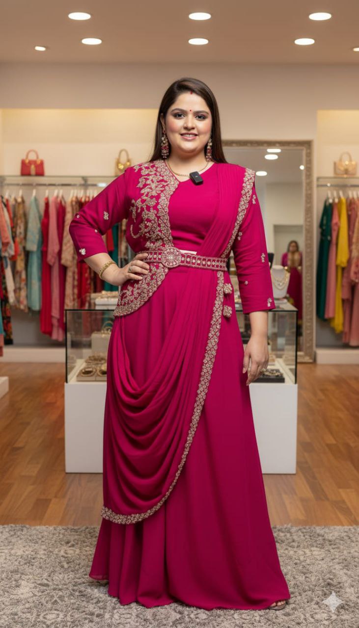 Premium Ready-to-Wear Saree With Embroidered Belt & Jacket