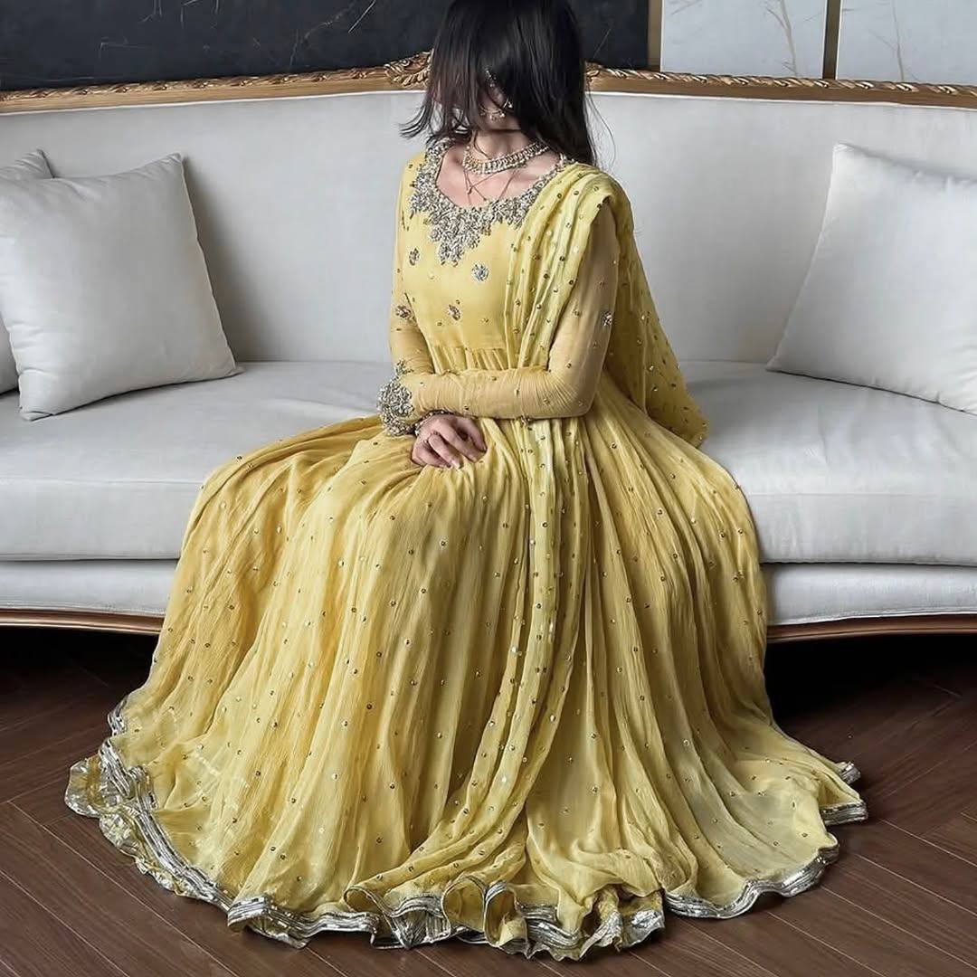 Kesar Haldi Ceremony Wear Anarkali