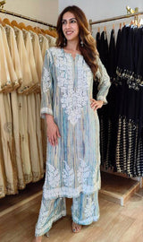 Luxury Rayon Embroidered Kurta Palazzo Set