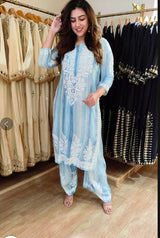 Luxury Rayon Embroidered Kurta Palazzo Set
