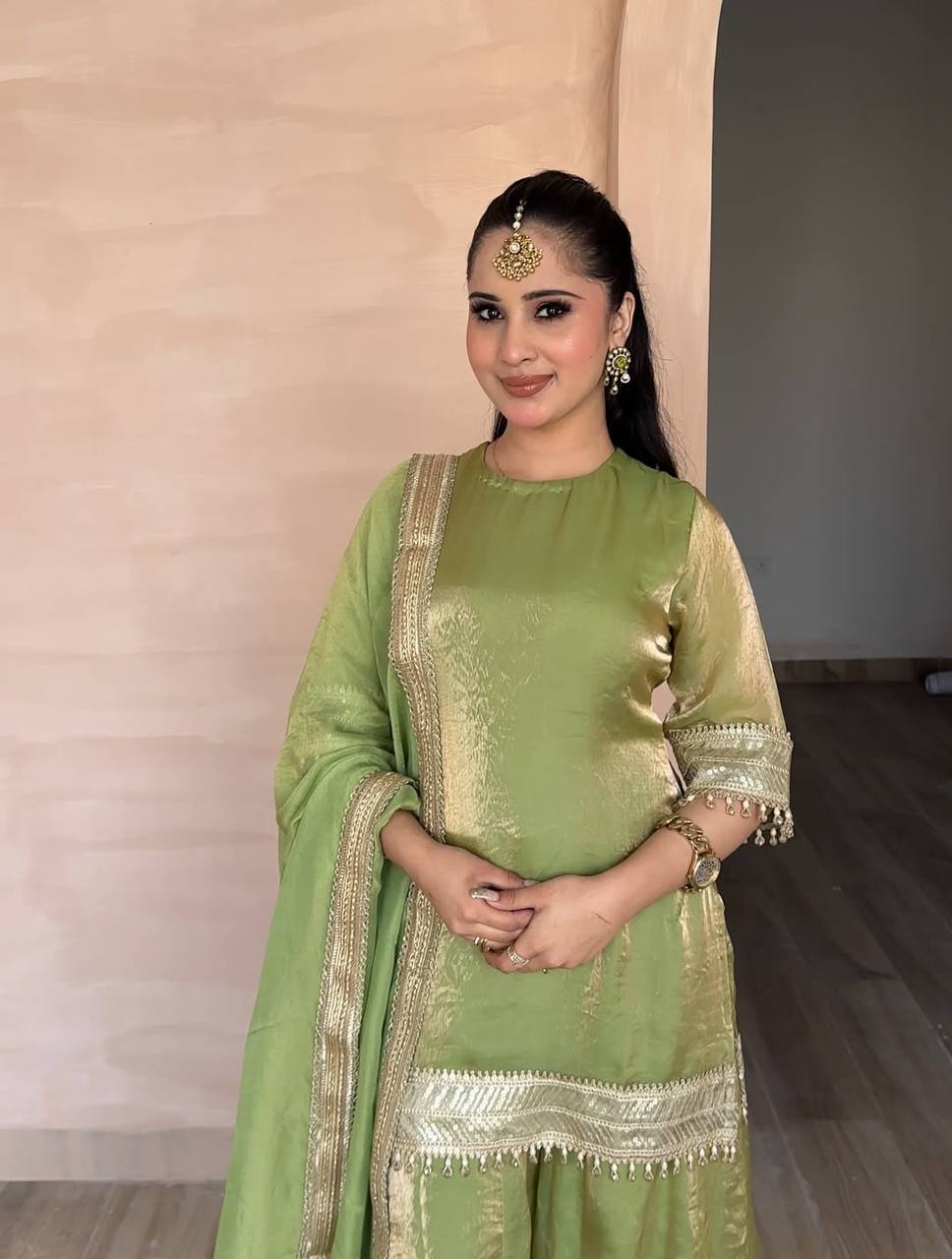 Mehira Fendy Silk Threadwork Palazzo Set